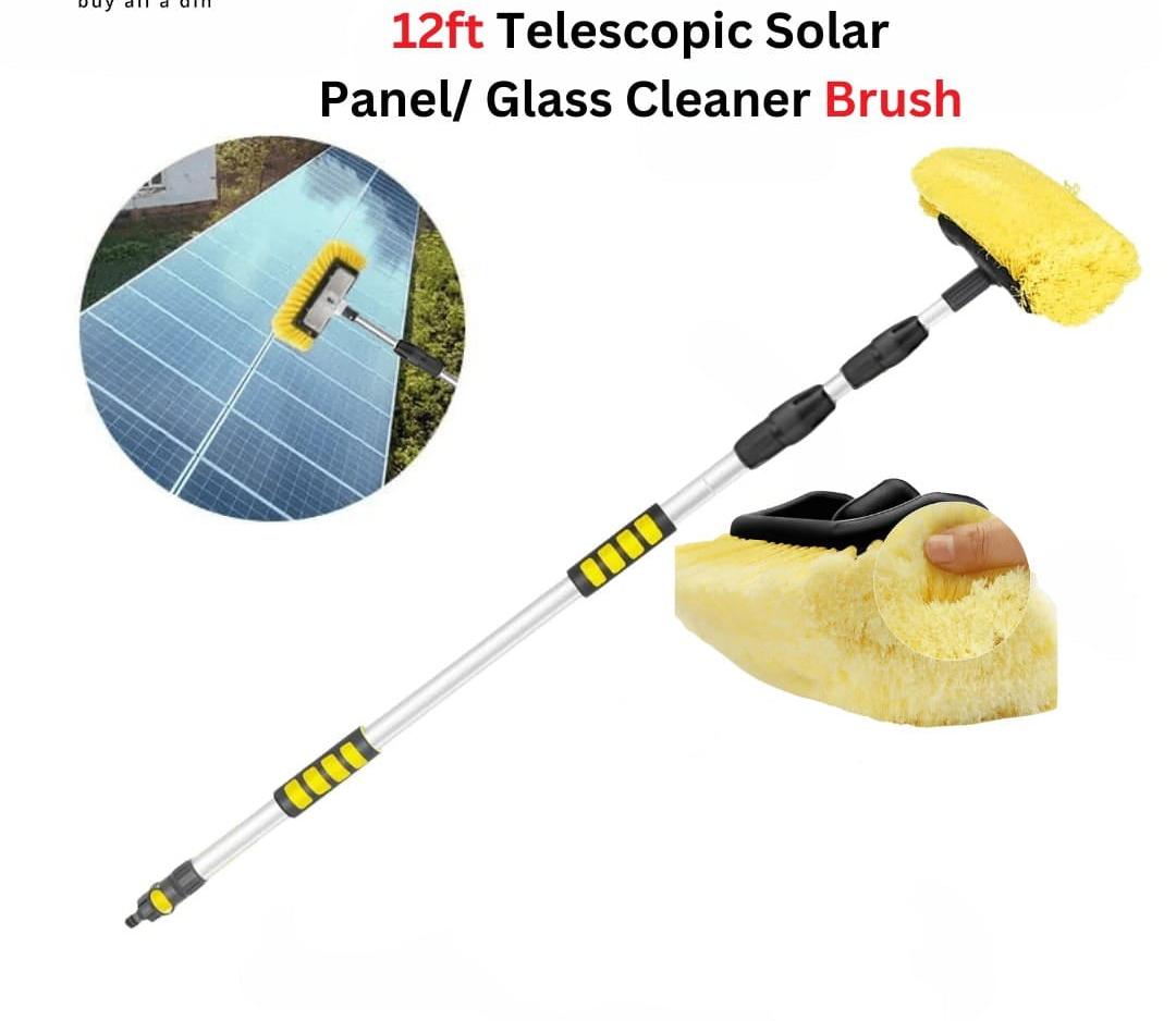 Telescopic Solar Cleaning Brush Aluminum Pole PVC Plastic Fiber Cleaning Head 10 feet