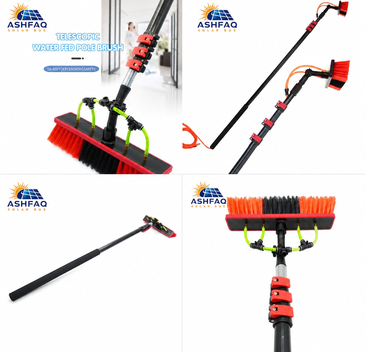Multifunctional Water Fed Solar Panel Cleaning Brush