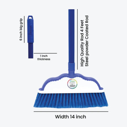34 High quality broom set with 4 feet steel powder coated rod
